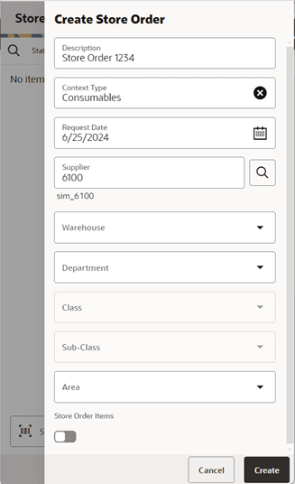 Create Store Order