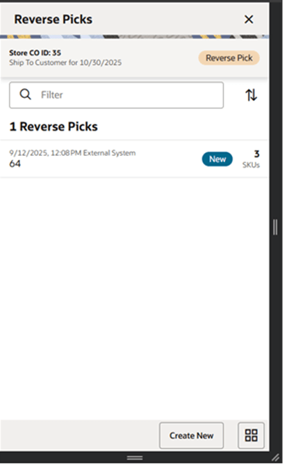 Customer Order Reverse Picks Screen Customer Order Reverse Picks Screen