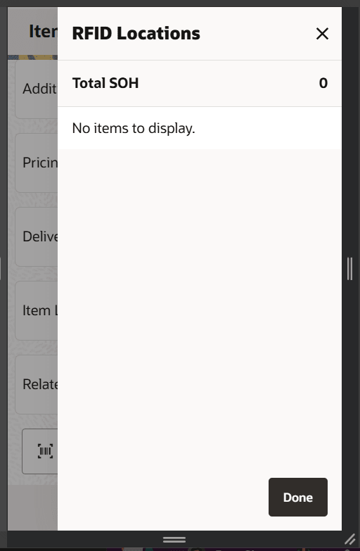 RFID Locations Screen