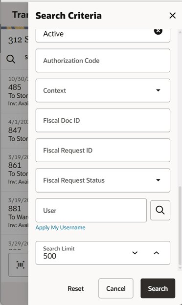 Search Criteria Screen