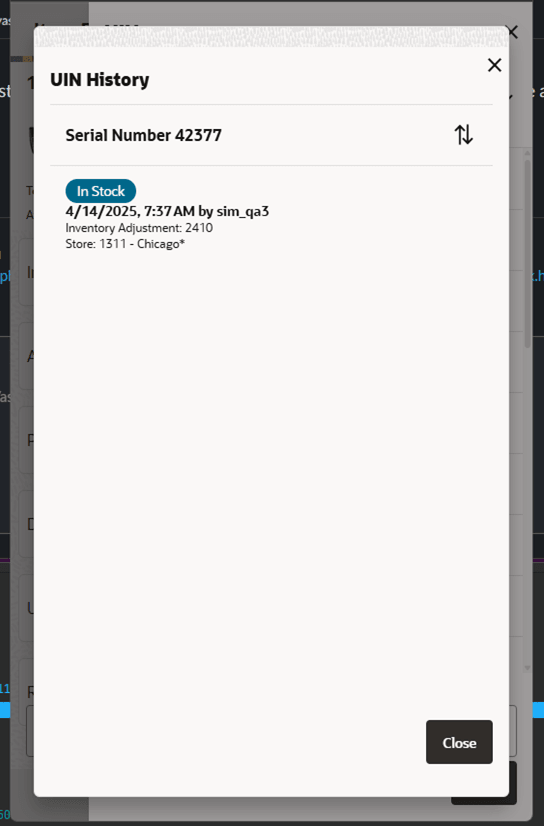 UIN History Screen