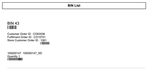 customer Order Bin Label Report customer Order Bin Label Report