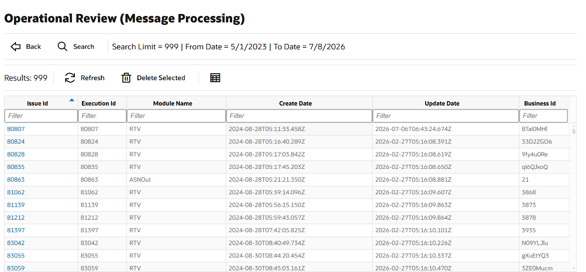 Operational Review Message Processing