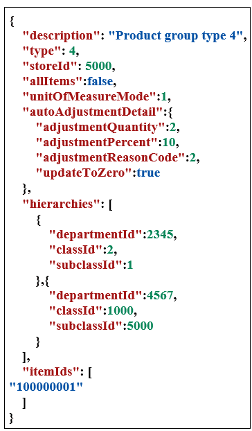 Example input autoAdjustmentDetail: Example input autoAdjustmentDetail: