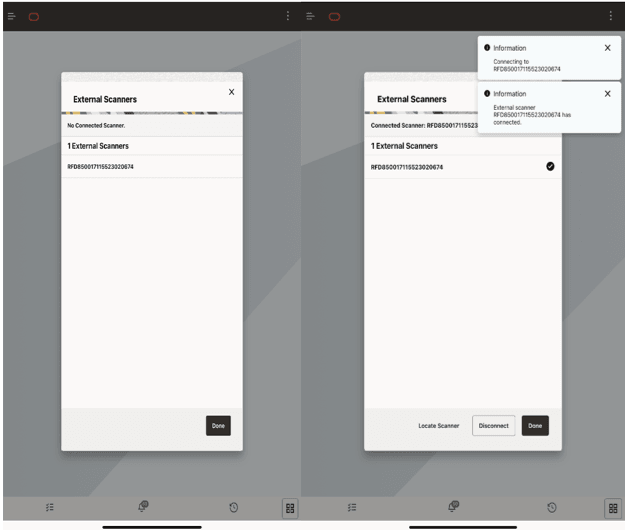 This image shows the External Scanners Screen.