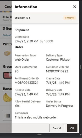 This image shows the Info popup.