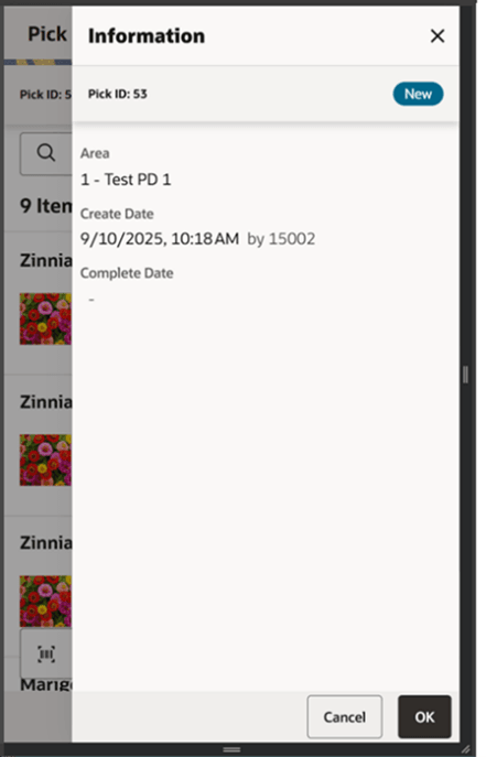 This image shows the Information screen.