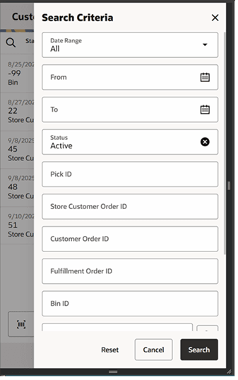 This image shows the Search Criteria screen.