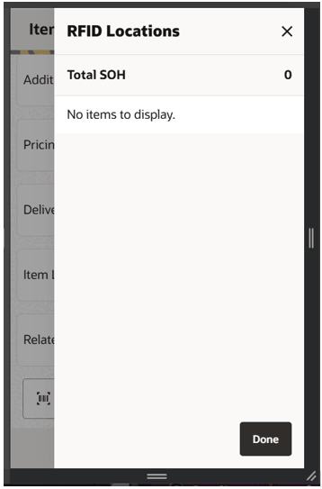 RFID Locations screen