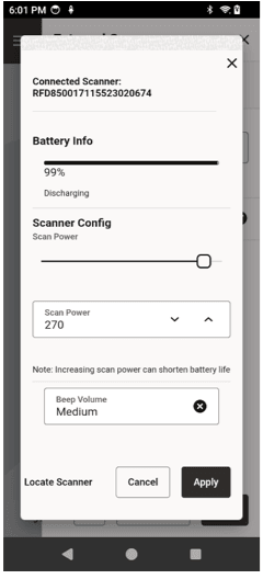 Scanner Detail screen