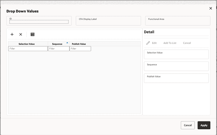 Drop Down Values (Drop Down Data type)
