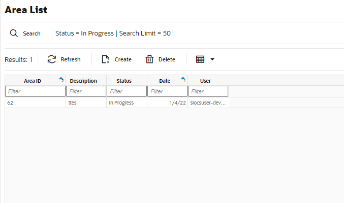 Area List Area List