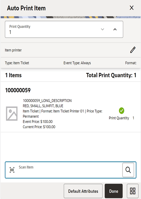 Auto Print Item