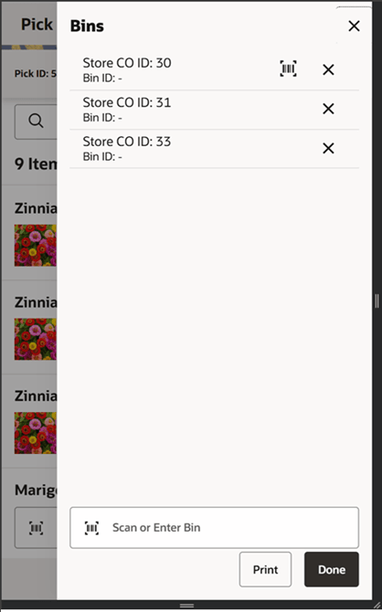 Bins Screen Bins Screen