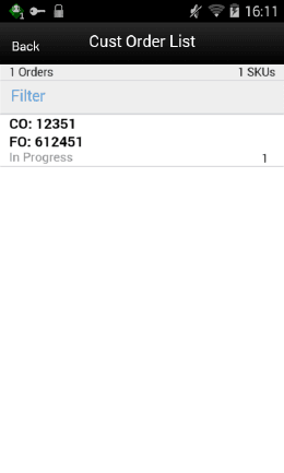 Customer Orders Screen