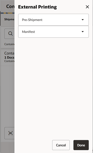 External Printing Screen