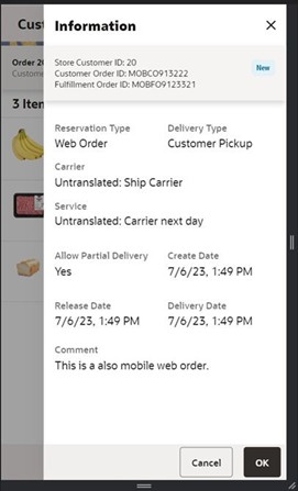 Information (Customer Orders) Information (Customer Orders)