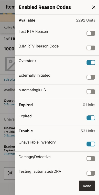 Enabled Reason Codes