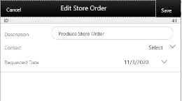Edit Store Order Screen