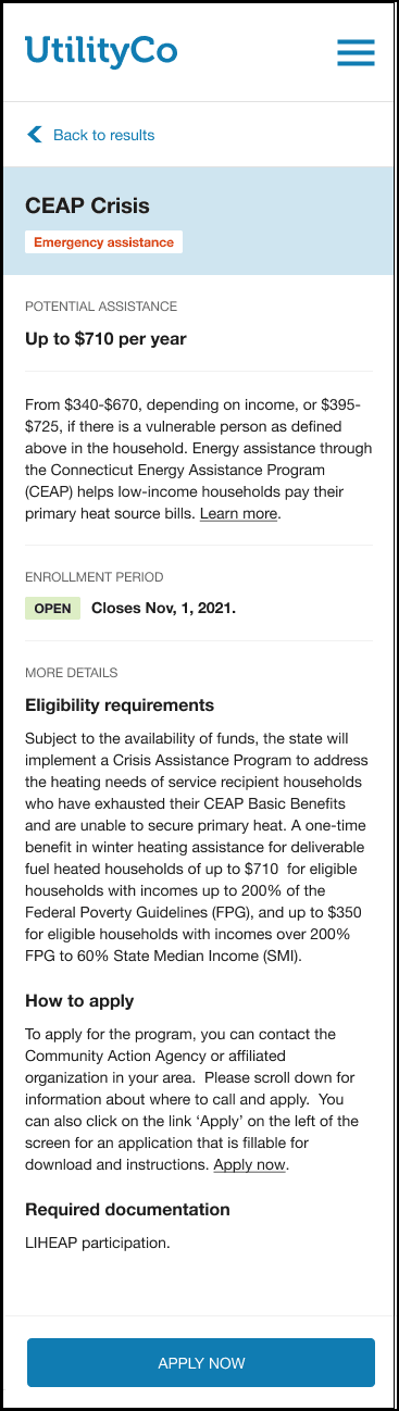 This image shows an example of the Affordability Savings Hub Details page.