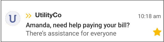 This image shows an example of the subject line and pre-header.