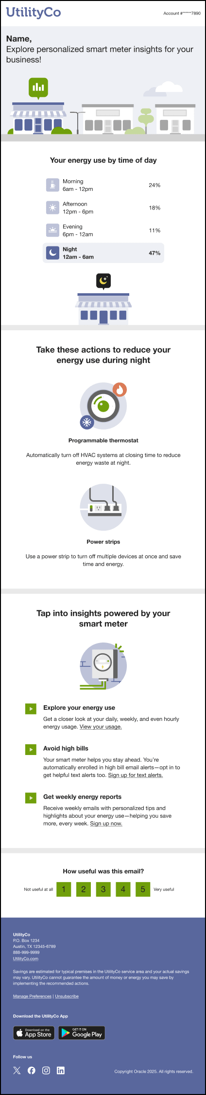 This image shows an example of the Engagement Report for business customers.