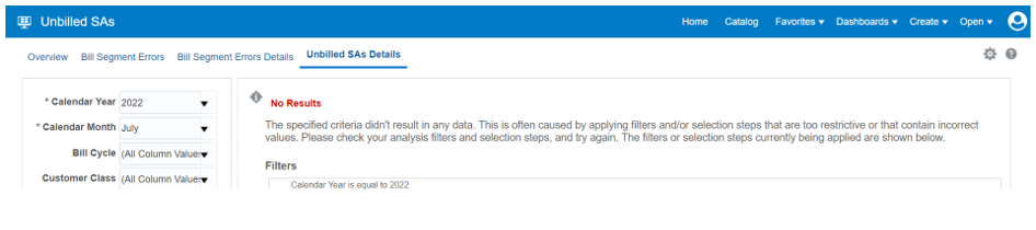 Unbilled SAs page.