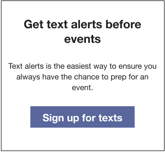 Example of the Call to Action module for the Pre-Season Welcome email.
