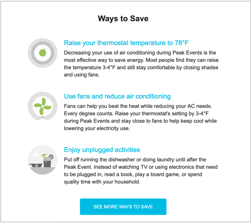 Screenshot of Tips Module, showing three ways to save.