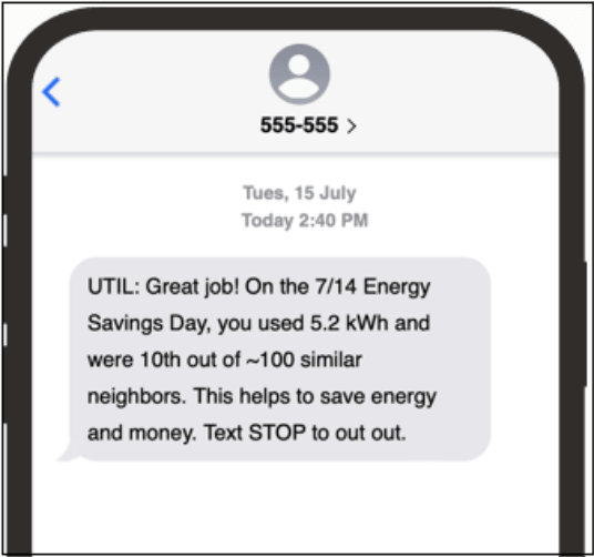 image of post-event sms message example