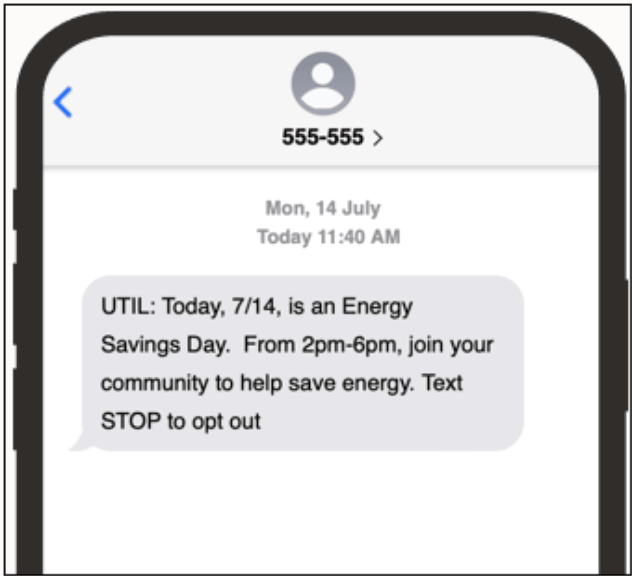 Pre-event sms message example