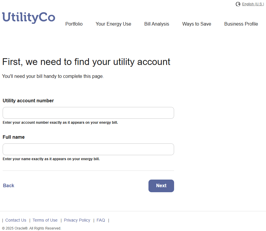 Screenshot of the user experience for creating a new business account.