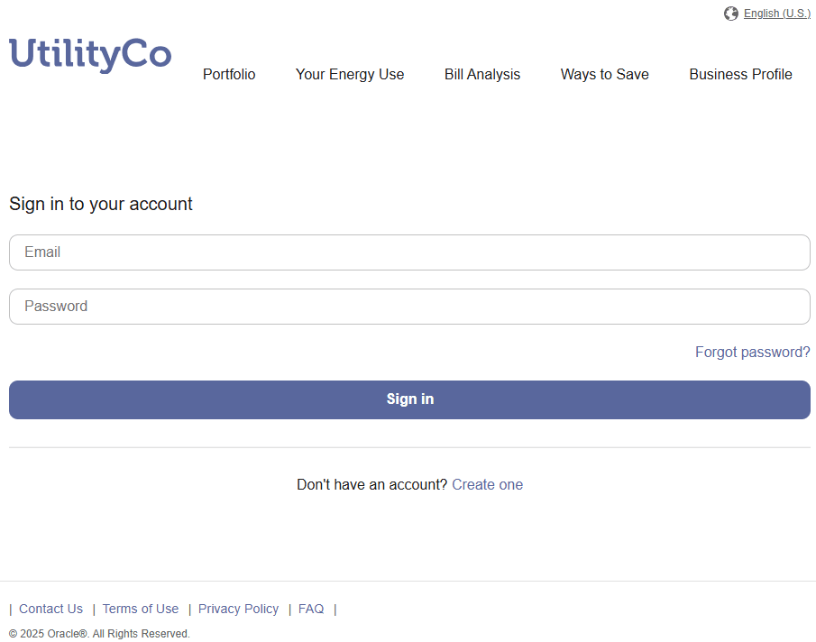 Screenshot of the user experience for signing in to a business account.