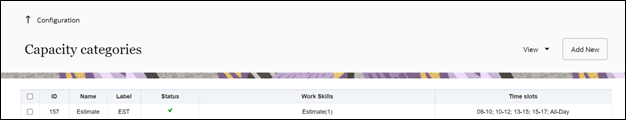 Capacity categories page detail.