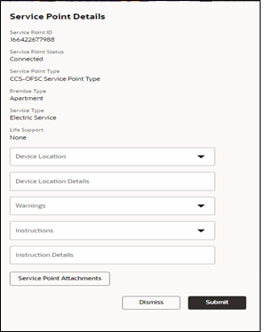 Service Point Details page.