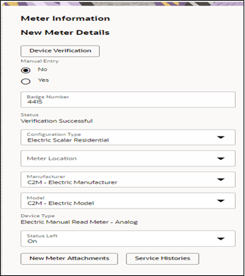 New Meter Details page.