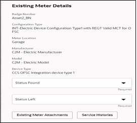 Existing Meter Details section.