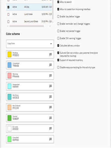 Activity type info, and color scheme on the right column, Features section on the right column.