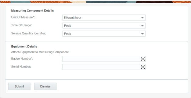 Measuring Component Details and Equipmet Details page.