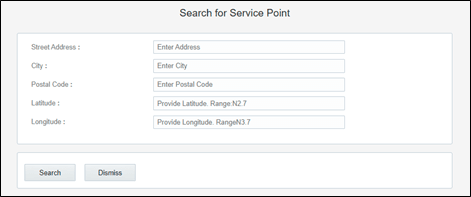 Search for Service Point section.
