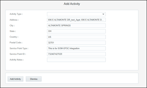 Add activity section showing the activity details.
