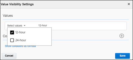 Value Visibility Settings section.