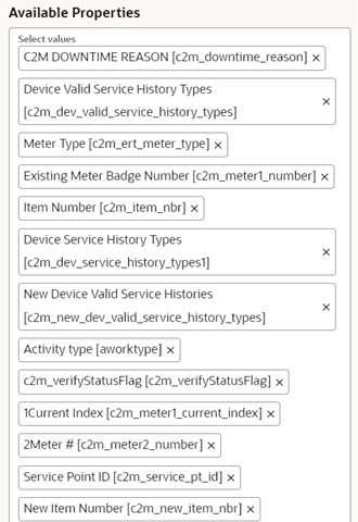 Available properties section with several properties tags.