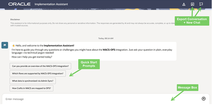 Shows the Integration Implementation Assistant user interface.