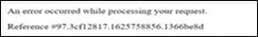 Screen capture showing an example of an error encountered by the Akamai content delivery network
