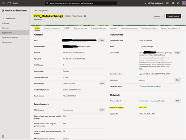 Screen shot showing GoldenGate Deployment Screen shot showing GoldenGate Deployment
