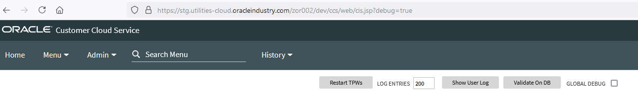 Screen capture showing application in Debug Mode