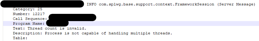 Screen capture showing errors in batch log