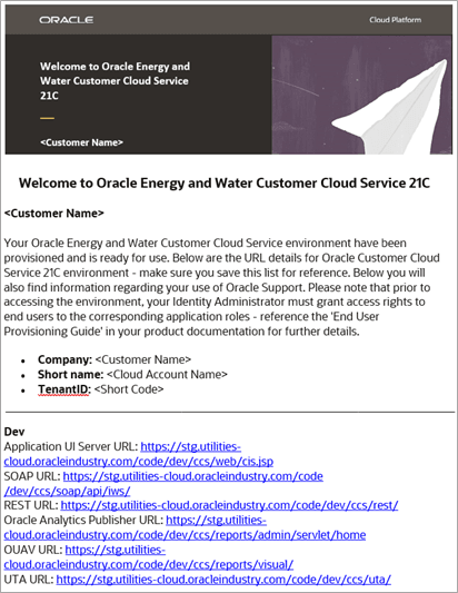 Service Access Details Email Sample