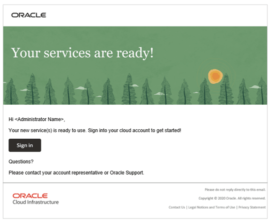 Services Ready Notification Email Sample